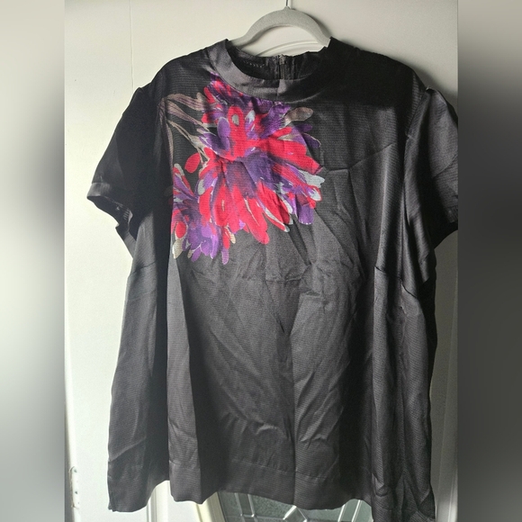 APOSTROPHE Plus Size Black Blouse with Floral Design - Picture 2 of 7